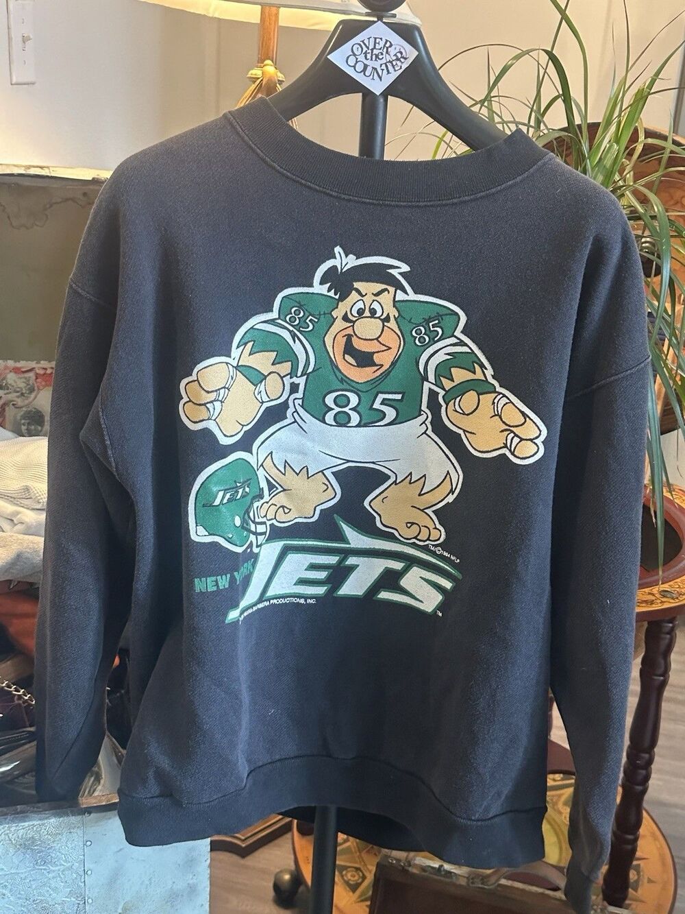 mens vintage sweatshirt Flintstones nfl new york jets